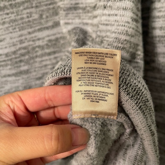Anthropologie size XS extra small cowl neck grey sweater fleece flare hi low - Picture 4 of 6